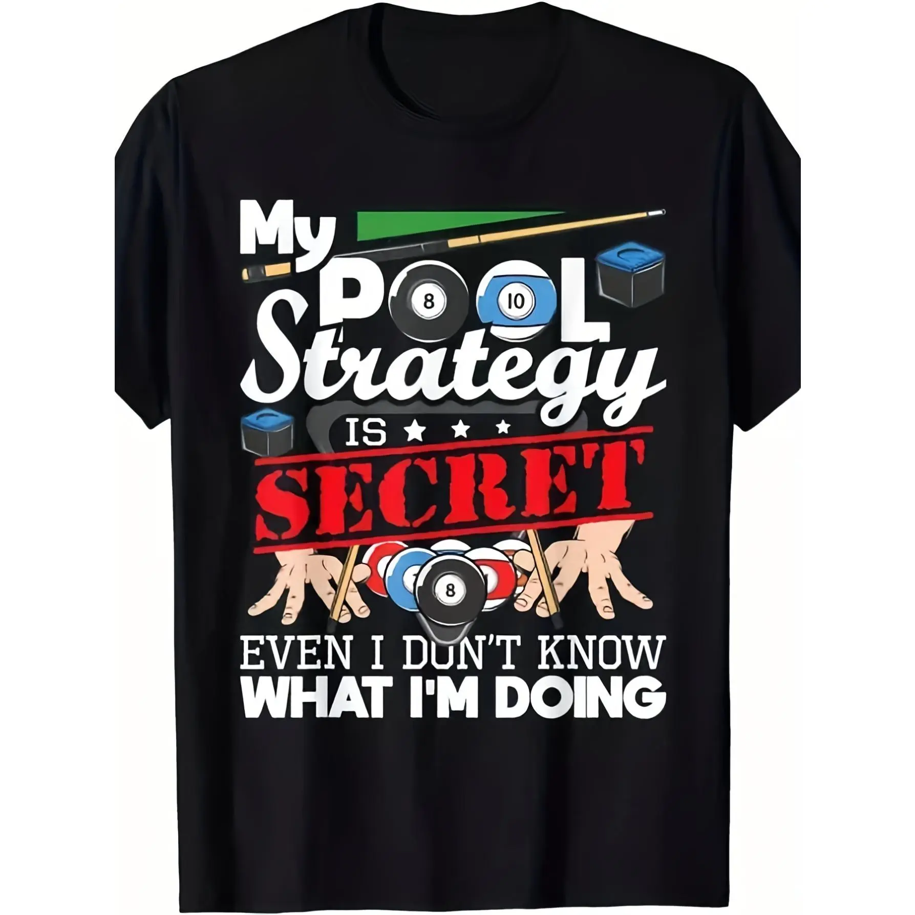 Men's Funny 8 Ball Pool Billiards T-Shirt - Casual unisex soft cotton short sleeve t shirt, vintage graphic casual tee for men women teens, perfect birthday holiday gift for camping travel gym daily street casual wear