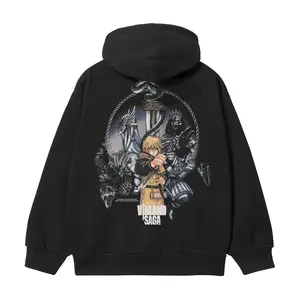 Vinland Saga "Thorfinn" Heavyweight Vintage Hoodie Cotton Blend Classic Anime Sweatshirt Menswear Tops Pullover Long Sleeve Casual Biker Black Slogan Print Crewneck Wetsuit