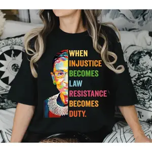 [100% Cotton] T - Shirt With "WHEN INJUSTICE BECOMES LAW, RESISTANCE BECOMES DUTY" Quote And Iconic Graphic, A Social - Justice Statement Tee, Perfect For Activists And Advocates Of Equality, Featuring A Powerful, Meaningful Desi T-Shirt For Men And Women