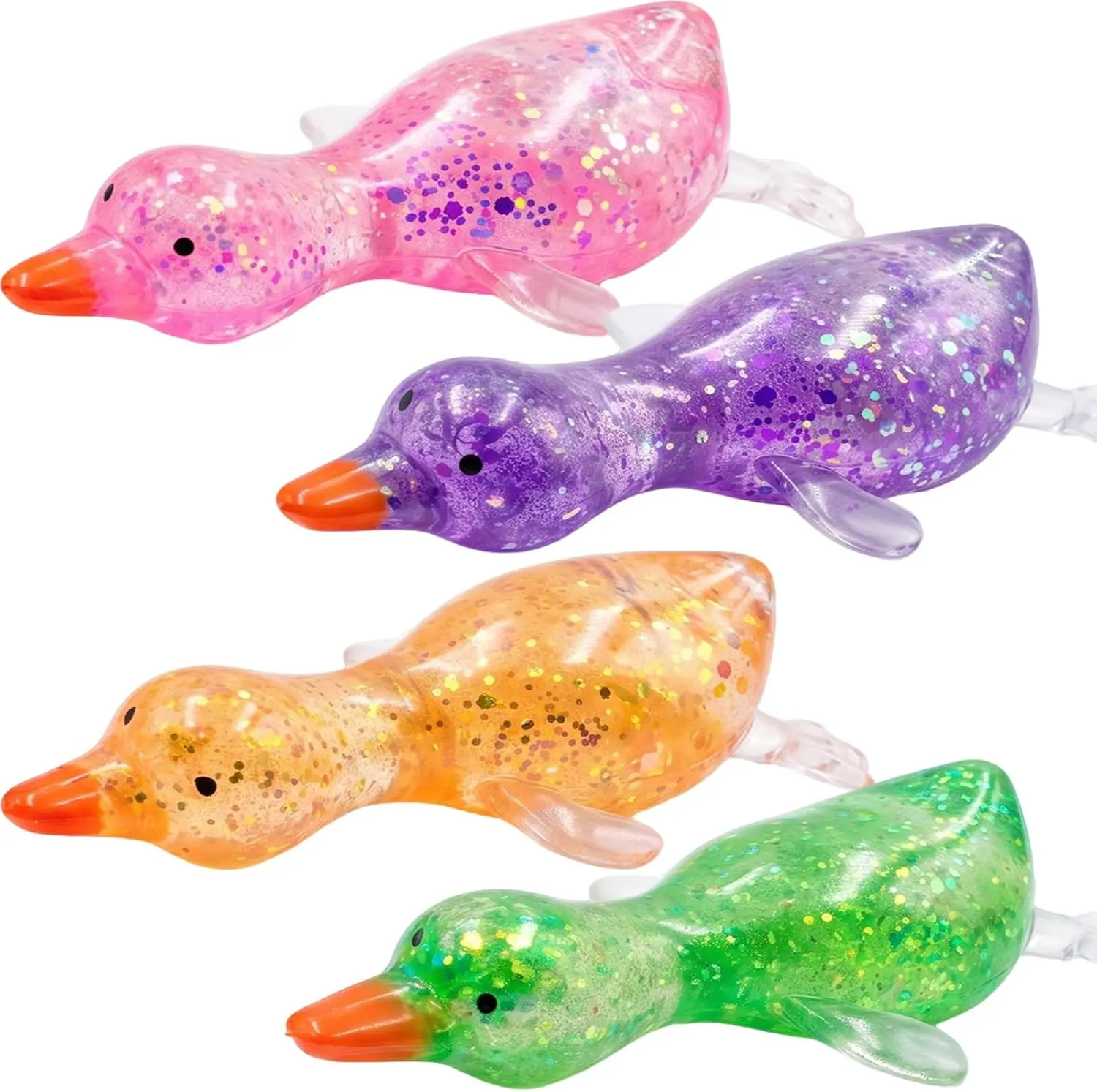 KIDGENIUS Glitter Duck Squishy Stress Ball, Squishies Toys, Ultra-Soft Moldable Slow-Rise Fidget Item for Anxiety Relief, Calming Tool for Kids & Adults