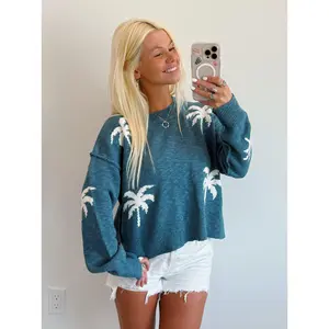 Teal Palm Tree Sweater