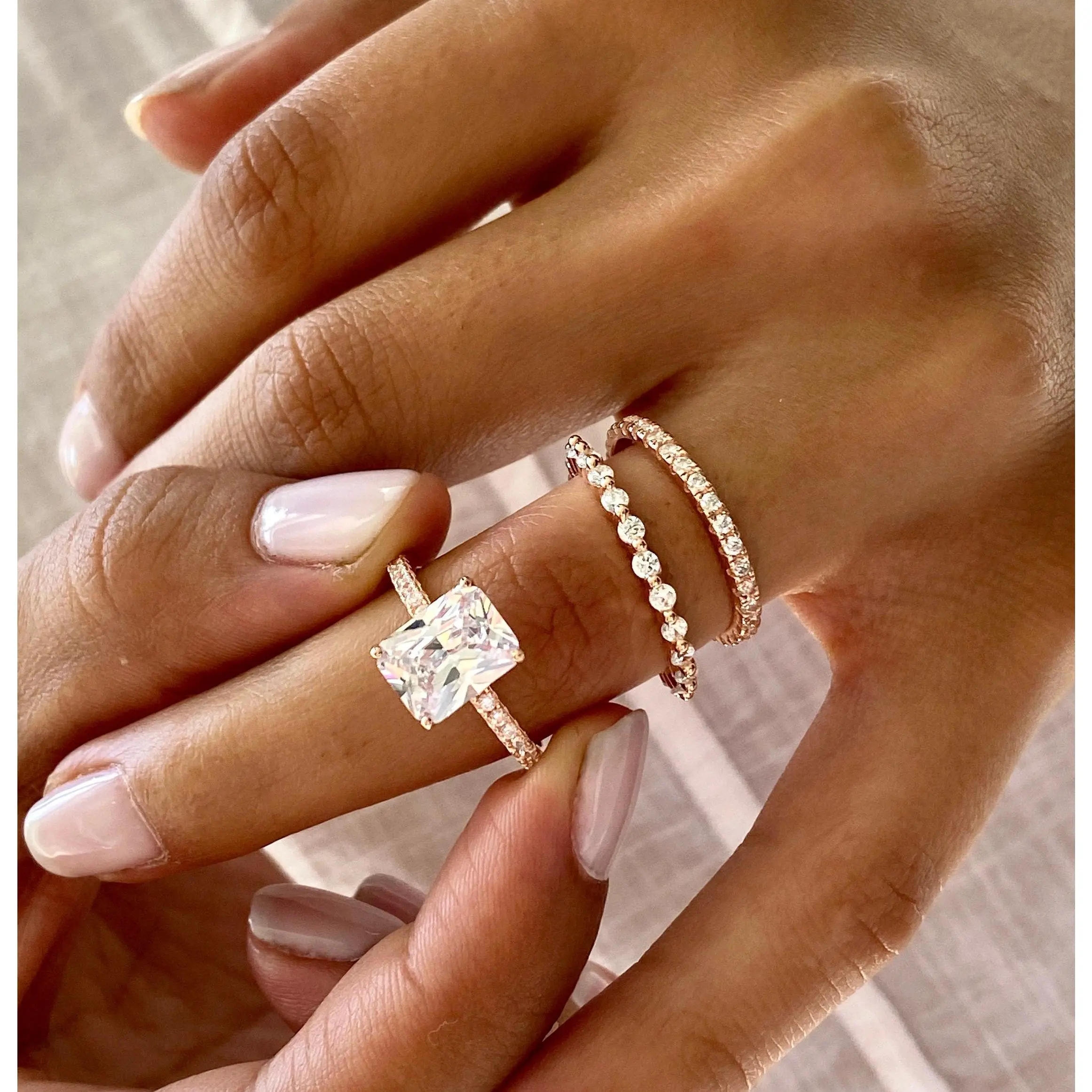 4.50 ctw Radiant Cut Wedding Ring Set