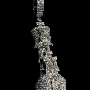 King Chess Piece Pendant Rose Gold .925 Silver 10.31 ctw VVS D Color Moissanite