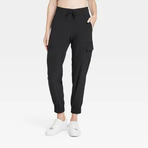 Women's Active Light Mid-Rise Cargo Joggers - All In Motion Black XS Long