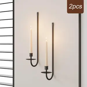 Candle Sconces Set of 2, Taper & Pillar Wall Candle Holder, Black Wall Sconces Set of Two, Decor for Entryway, Stair Corner, Living Room, Gfits for Men Women Mom or Dad decor Home Goods Decoration Gift