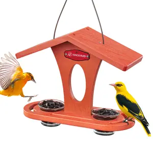 Kingsyard Recycled Plastic Oriole Feeder for Backyard Nature Watching | Dual 5oz Jelly Dishes | Feed Wild Birds in Your Garden