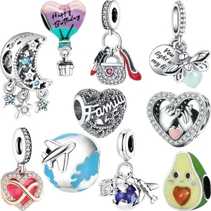 10 Pack Silver Bead Charms Compatible with Charms Bracelet Necklace, 925 Sterling Silver Charms for Bracelets for Women, the Beads with Cubic Zirconias Are the Perfect Jewelry Gift for Women, Ideal for Christmas, Birthdays, Mother's Day, and Valentine's D