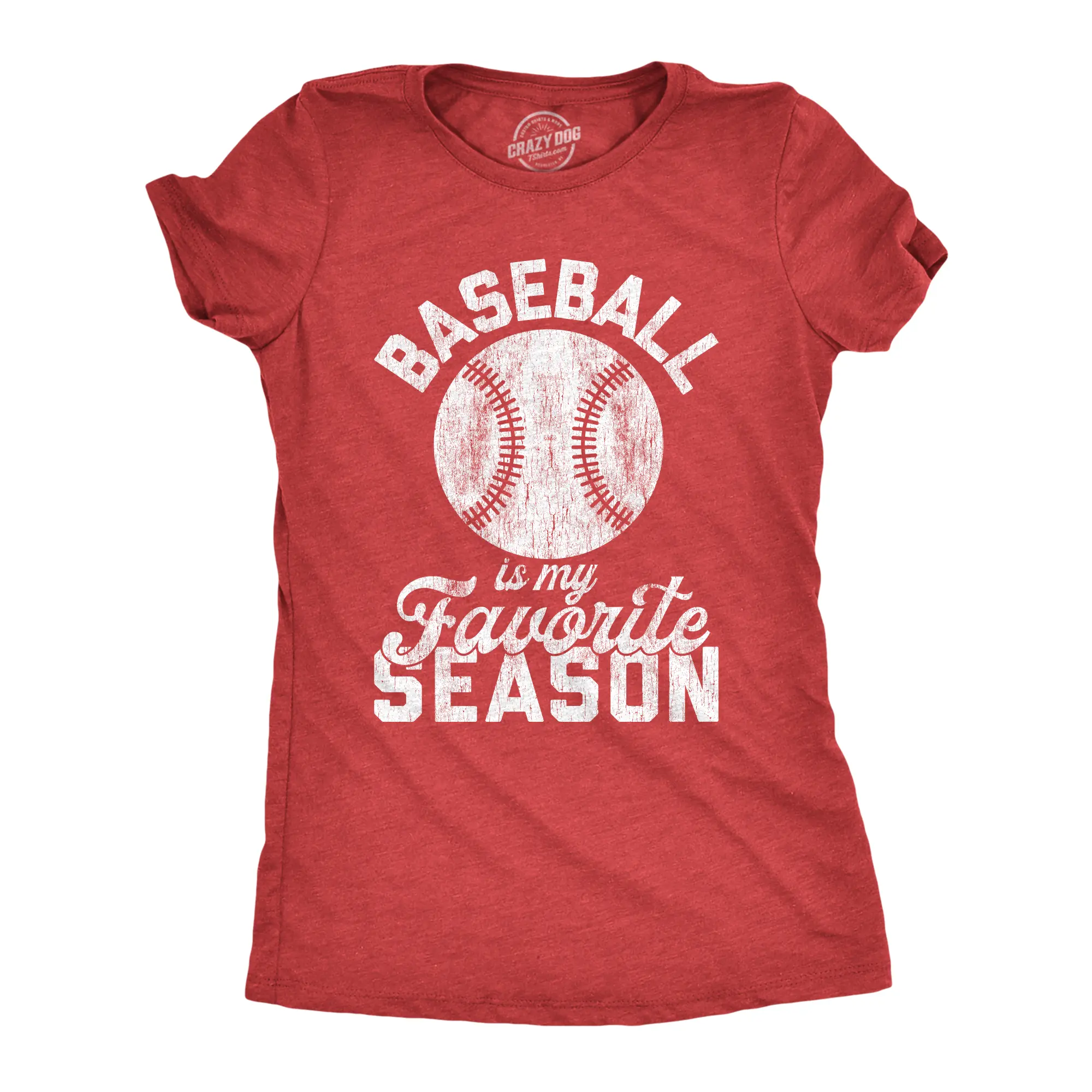 Womens Baseball Is My Favorite Season T Shirt Funny Summer Sports Softball Novelty Tee Funny Womens T Shirts Cute Vintage Fashion Casual Ladies T-Shirt Gift Funny Baseball Top Women's Novelty Tees Red