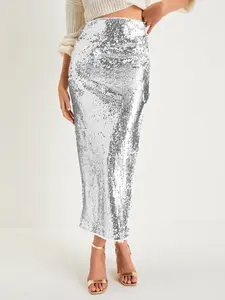 Long Sequin Sparkle Bodycon Chic Elegant Skirt Womenswear, Luxurious Eye-Catching Style, Fashionable Individuality, Perfect for Daily, Casual Parties, Leisure Dates