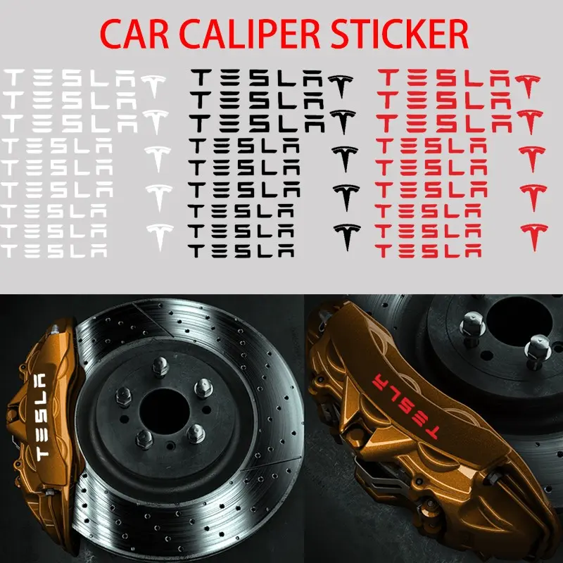 Tesla Car Brake Caliper Wheel HUB Decals, High-Temperature Resistant Tire Brake Caliper Stickers, Sticker For Cars, Custom Fit for Model 3/ S/x/y