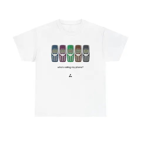 Men's Classic Short-Sleeve Cotton Basic T-Shirt, Personalized "Who's Calling My Phone" Graphic Top, Casual