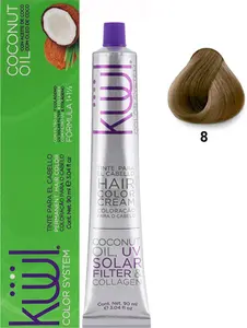 KUUL Color System Permanent Hair Dye Cream - 8 Rubio Claro Shade, 3.04 fl oz Long-Lasting Hair Coloring Solution, 24 Months Shelf Life, for Haircare