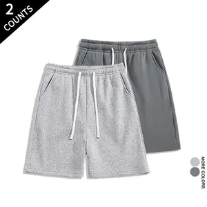 2pcs Solid Color Drawstring Shorts - Loose Fit Gym & Daily Wear fathersdaygift