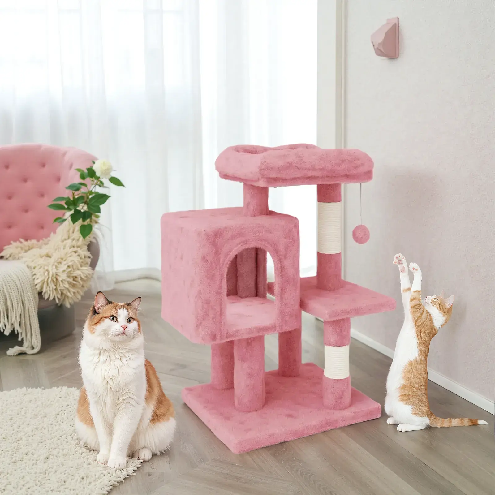 MUTICOR 29in Cat Tree with Plush Toy Ball, Luxury Cat Condo & Sisal Scratching Post for Indoor Cats, Pet Furniture for Kittens/Small Space#TikTokShopDealsforYouDays#DealsforYouDays#Summervibes#Summergarden