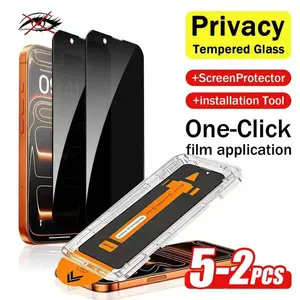 2pcs Privacy Screen Protector for iphone 17 Pro Max/17 Air/16e/17/16/15/14/13/12/11 Pro/Pro Max/Plus/Mini/XR/X/XS/Xs Max/7/8/se.Automatic Positioning Stickers,Dustproof,Anti-Fingerprint,Bubble-Free,Easy to Install