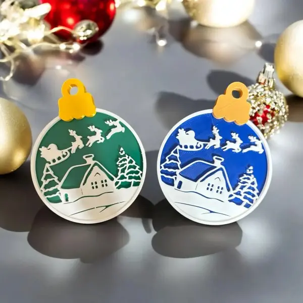 Santa Sleigh Ornaments - Festive Christmas Decorations with Santa and Reindeer Design for Holiday Season