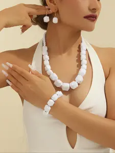 Handcrafted Acrylic Necklace Earring Bracelet Set, Unique Jewelry Gift for Women, Stylish Handmade Accessories, Jewelry Sets