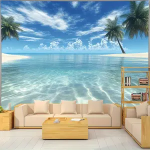 Tropical Ocean Beach Wall Tapestry - Aesthetic Palm Tree Landscape Decor for Bedroom & Dorm