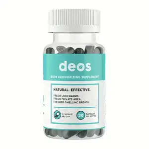 DEOS Internal Deodorant Supplement - Natural Chlorophyll Pills for Gut Health, Skin Health & Digestion Support, 30 Capsules for Head-to-Toe Freshness