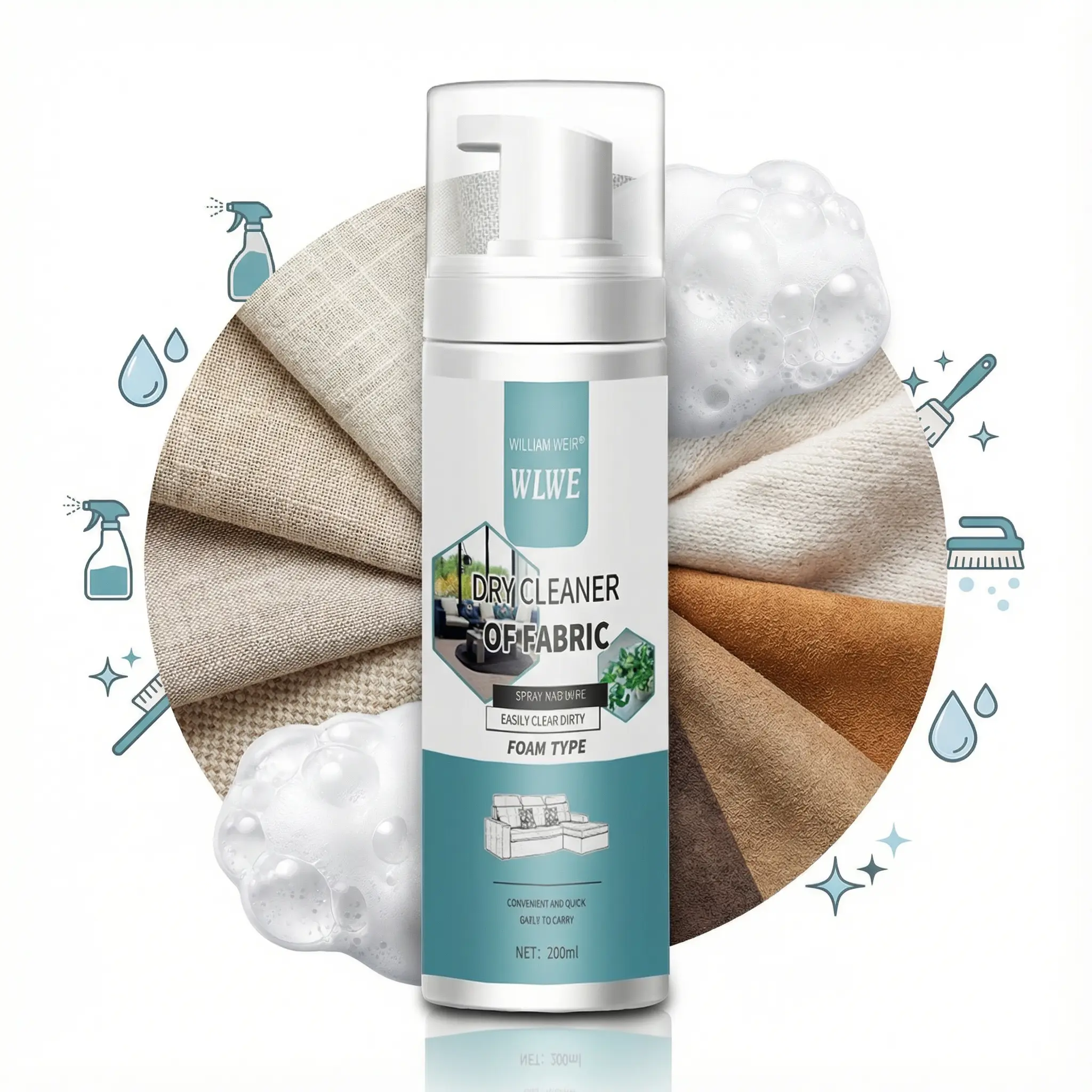 Upholstery Stain Foam Cleaner Spray, Household Cleaner, Kid-Safe Quick-Drying Home Cleaning Products for Fabric Sofa, Rugs, Car Seats