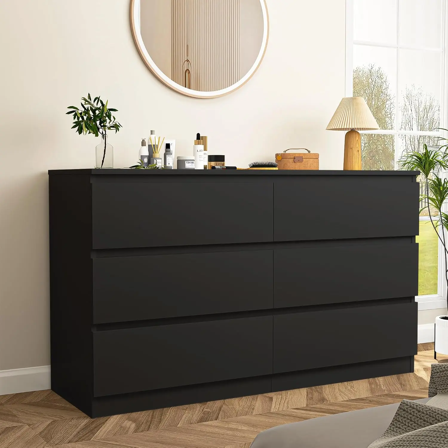 6-Drawers-Black(15.8"D x 47.2"W x 28"H)