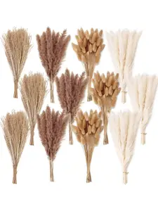 100/200/300 PCS Dried Flower Bouquet, 17 Inch Pampas Grass Decor Mix with Bunny Tails & Reed Grass, Boho Neutral Vase Filler for Home Table Centerpiece Wedding Spring Mother's Day Decor