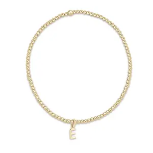 E Newton Respect Gold Charm Initial 2mm Bead Bracelet