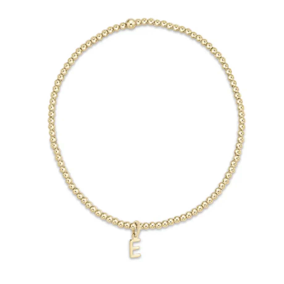 E Newton Respect Gold Charm Initial 2mm Bead Bracelet