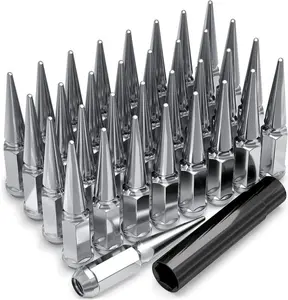 Spike Lug Nuts 14x1.5 Fits Aftermarket Wheels 4.5" Inch Tall In Chrome or Black
