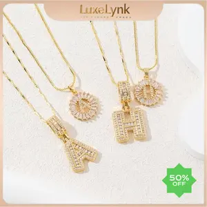 2 Pack Initial Letter Pendant Necklaces with Zircon Stones for Women, Alphabet Necklace with Adjustable 17''-19'' Chain, Valentine's Day Jewelry ,personal style,stylish design necklace,woman jewelry for Women Girls hip-hop men Black Friday