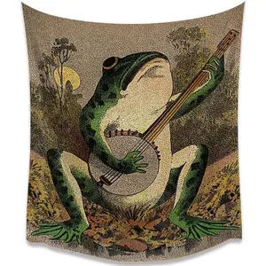 GKUOEROW Vintage Boho Wall Decor Orange Frog Tapestry Hanging with Playing Banjo Wall Aesthetic Tapestry for Bedroom Living Room Dorm 60X40 Gift Print Lightweight