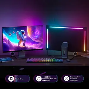PC Monitor RGB‑IC LED Strip Light with Sound Sync Effect, Smart Atmosphere Lamp for Gaming, Adjustable-Brightness Wall-Mounted High-Brightness Color-Changing LED Strips, Smart LED Lighting, Easy Installation Automatic Recognition, Adjustable Led Lights