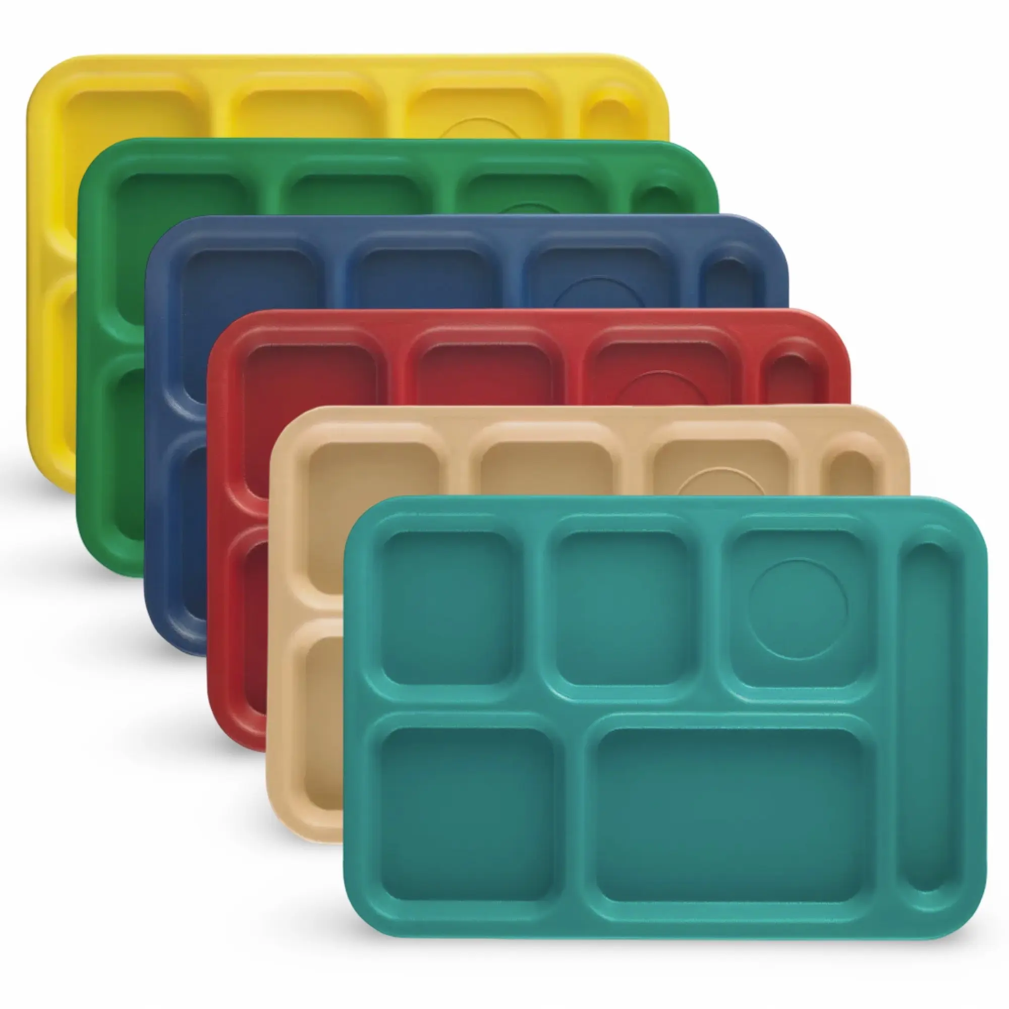 Cambro Cafeteria Trays With Compartments, 10" x 14.5", 6 Color Options