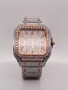 Unisex Luxury Iced-Out Moissanite Analog Watch - Stylish Fashion Accessory for Elevated Looks, Men's Accessories