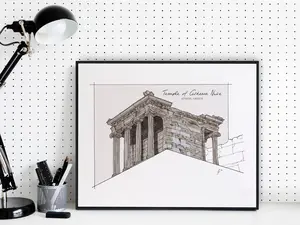 Temple of Athena Nike Acropolis Athens, Greece | Drawing | Art Print, 5x7, 8x10