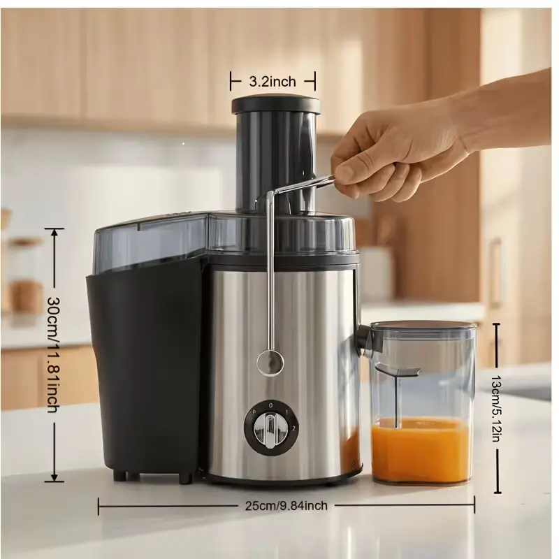 Electric Centrifugal Fruit and Vegetable Juicer - 2-Speed Control Kitchen Appliance with 3-in Wide Feed Chute, 0.52-qt (0.5l) Juice Cup, 54oz Pulp Container, Easy-to-Clean Household Appliance