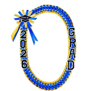 Graduation Lei 2026, Blue and Gold Lei for Class of 2026 Graduation Ceremony Accessory Decoration,47.2" Long