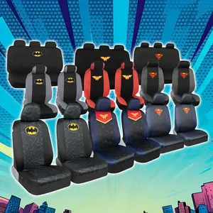 DC Comics Superhero Car Seat Covers for Front Seats & Rear Bench Seats, Warner Bros Batman Superman Wonder Woman Heroes Justice League Comfortable Fabric Easy to Install Universal Fit