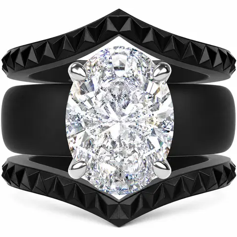 Rinfit Silicone Rings for Women with 11x8mm Oval Cut CZ Stone and 2 Slim Stackable Bands, Silicone Engagement Ring and Wedding Ring Set for Her, Flexible for Work, Gym, Pregnancy, Travel and Everyday Wear, Patented Design