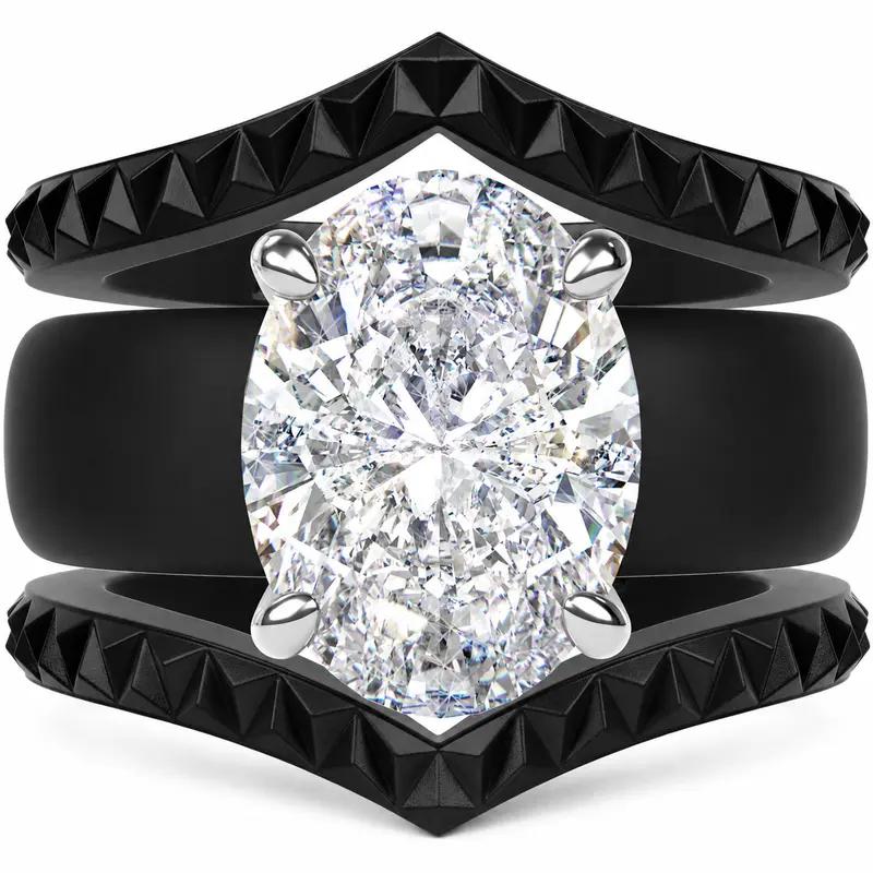 Rinfit Silicone Rings for Women with 11x8mm Oval Cut CZ Stone and 2 Slim Stackable Bands, Silicone Engagement Ring and Wedding Ring Set for Her, Flexible for Work, Gym, Pregnancy, Travel and Everyday Wear, Patented Design