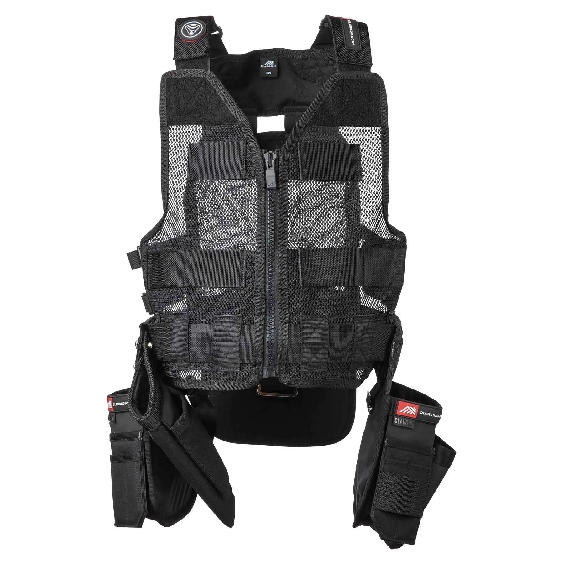 Maestro Deluxe '25 Tool Vest Organizer System for Hardware Pros - Construction Tool Vest with Waist-Mounted Bags, 15 Slot Pockets, 3 Pockets, 7” & Trim Square Slots, Integrated Bit Index, Compact Fit, Magnetized Design