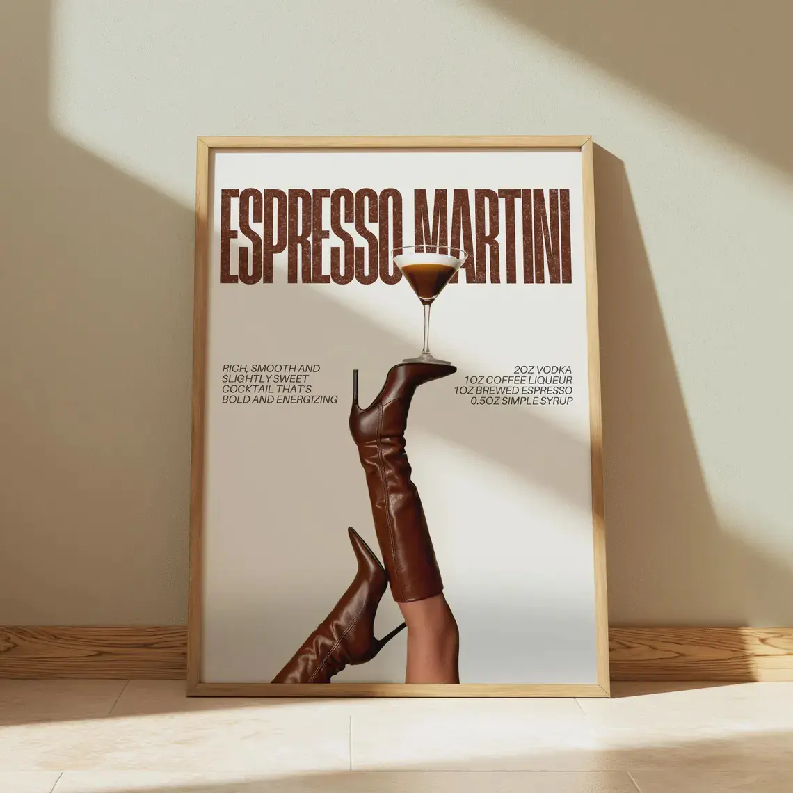 1pc, wall art, vintage poster, espresso martini print, Roostertail boots canvas painting, bedroom aesthetic, living room decor, apartment decor, housewarming gift, unframed Modern Home Decoration