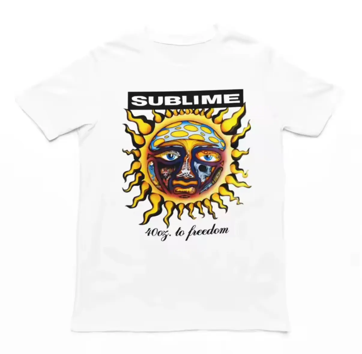 Sublime 40oz To Freedom Sun Cotton Graphic Tee, Unisex Short Sleeve Casual T-Shirt, Perfect for Streetwear, Summer Outings or as a Matching Couple Gift,men's t shirts, vintage t shirts, men's summer t shirts, graphic shirts, casual streetwear top