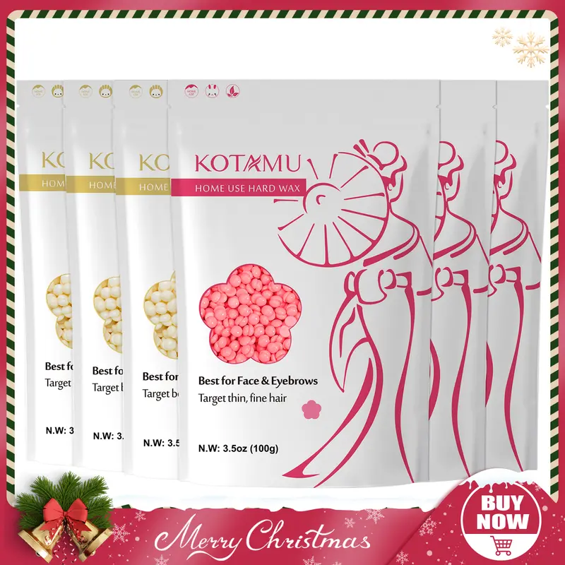 KOTAMU Hard Wax Beads 6-Pack, Body Care At-Home Waxing Kit - Dermatologist Tested, Hypoallergenic, Beginner-Friendly, Easy-to-Apply Depilatory for Full Body, Bikini Line & Chin - Customer Satisfaction and Support