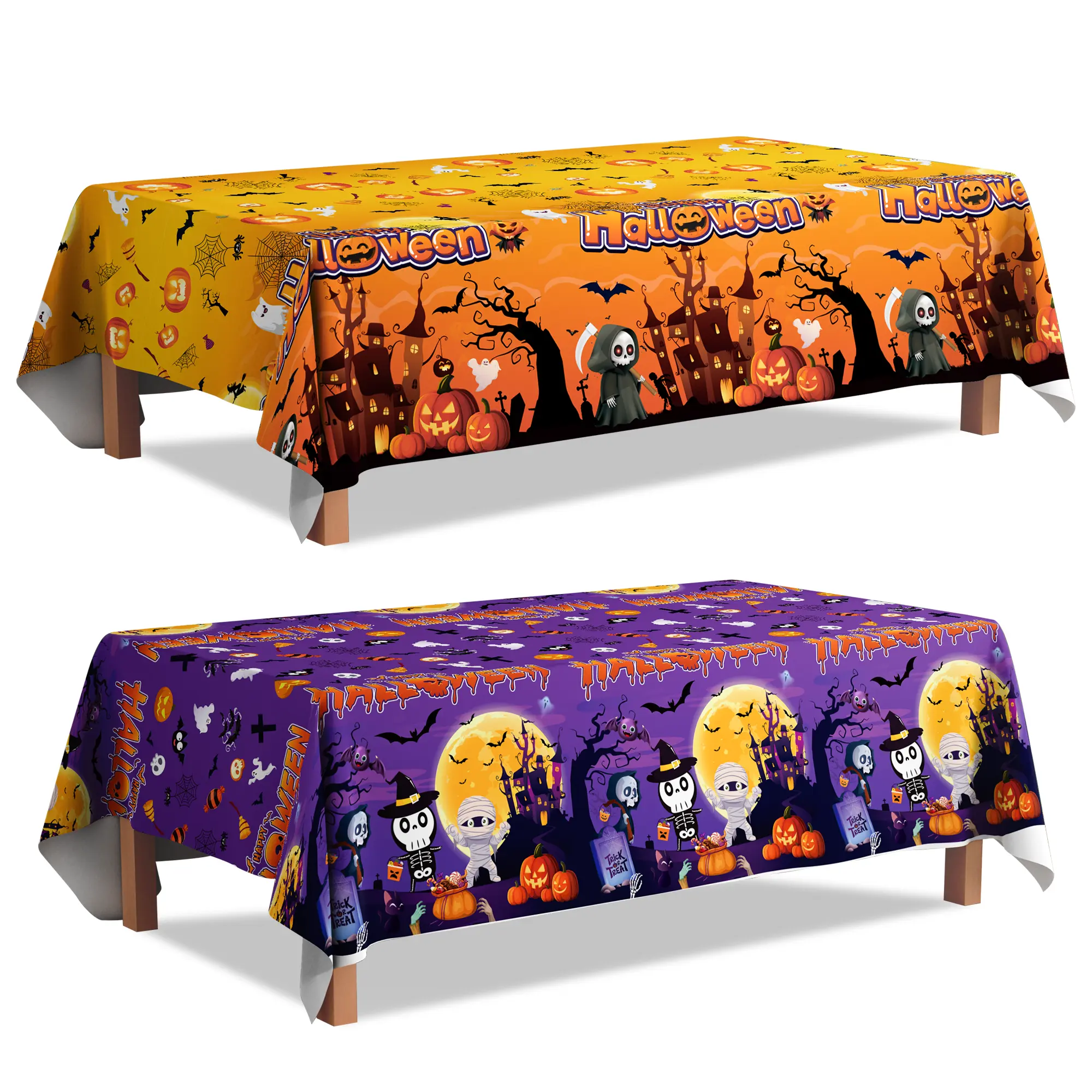 Halloween Tablecloth, 2 Pcs Halloween Decorations Tablecloth Kit Halloween Table Cover Halloween Party Tablecloth for Halloween Party Decorations Halloween Table Decorations