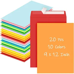 Colored 9 x 12 Envelopes, 20 Pcs 100 GSM Printable Large Catalog Envelopes For Storage, Mailing, Organize, Office and Home