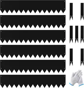 Davyline 6-Pack Galvanized Steel Landscape Edging with Black Powder Coating - 40" L x 6.5" H - Hammer-in 16-Gauge Metal Border Separator Strips with 7 Clips - Edge for Lawn Yard (20Ft Total)