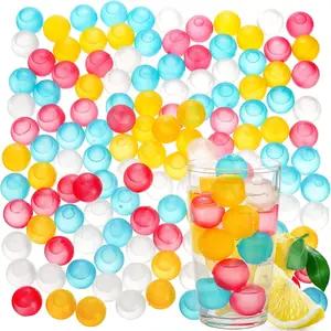 200 Pack  Ice Cubes for Drinks, Colored Plastic, Round for , , , Beverage or Coffee, , Refreezable