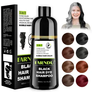 FARNDU Hair Dye Shampoo, Gray Coverage, 3 in 1 (+Shampoo+Conditioner), 10 Minute Color for Men & Women, All Hair Types, Long Lasting, 400ml