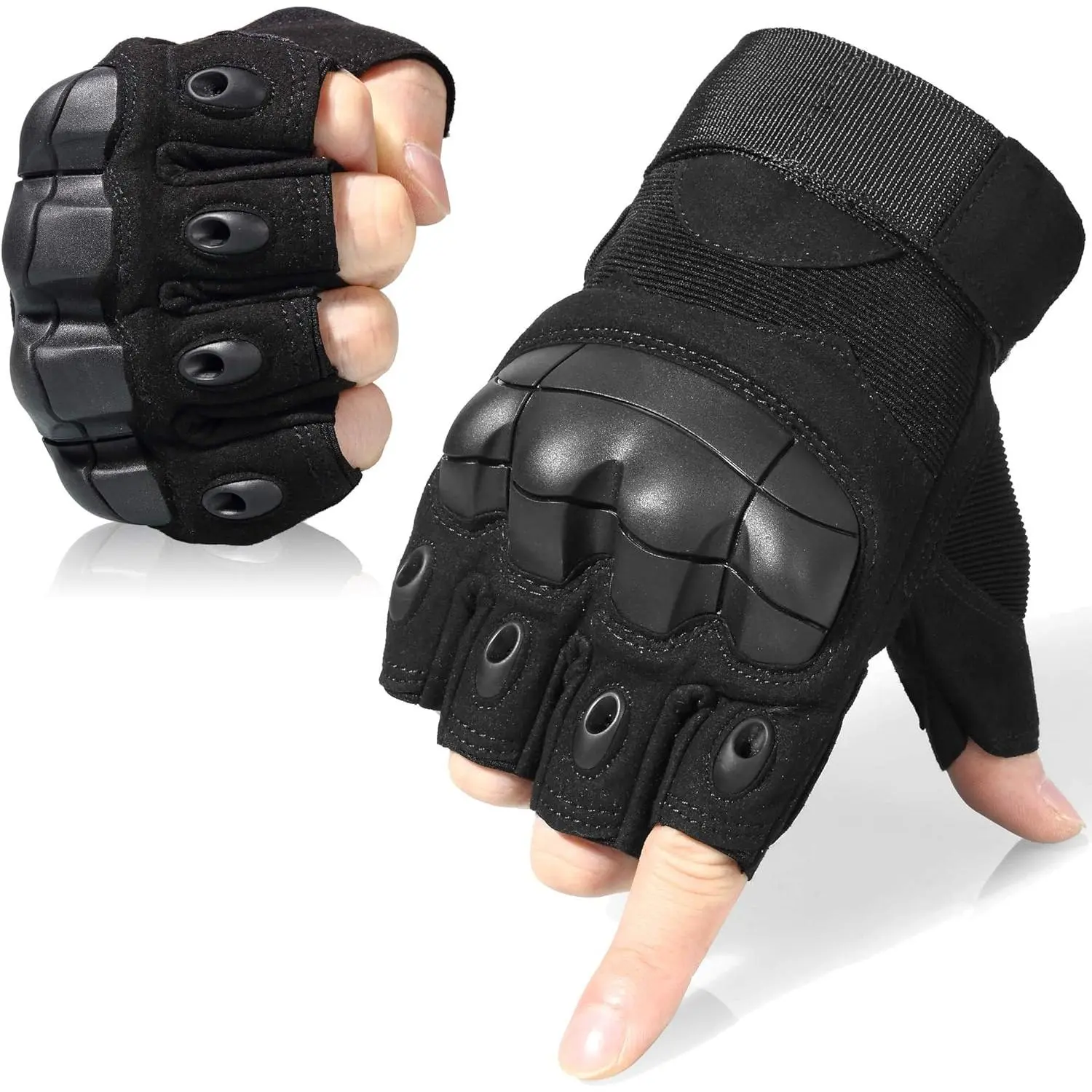 Tactical Fingerless Motorcycle Riding Gloves with Hard Knuckle Protection for Outdoor Cycling and Hiking, Multi-Sport, Protective